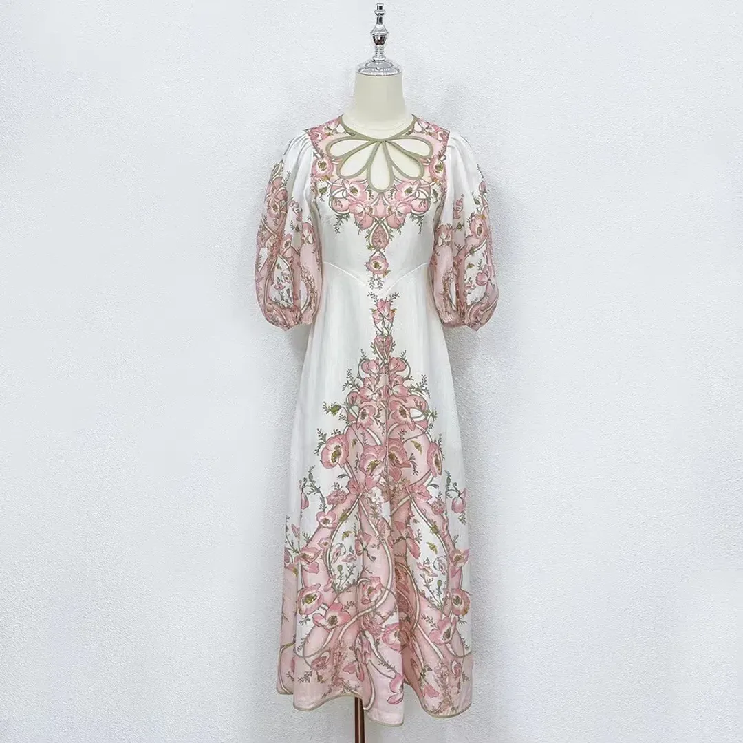 Zimmermann Jeannie Keyhole Midi Dress in Pink Poppy for rent on The Volte - main image