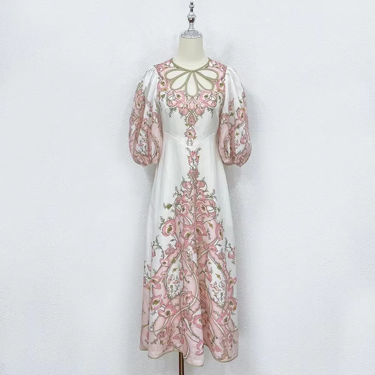 Zimmermann Jeannie Keyhole Midi Dress in Pink Poppy - Image 2