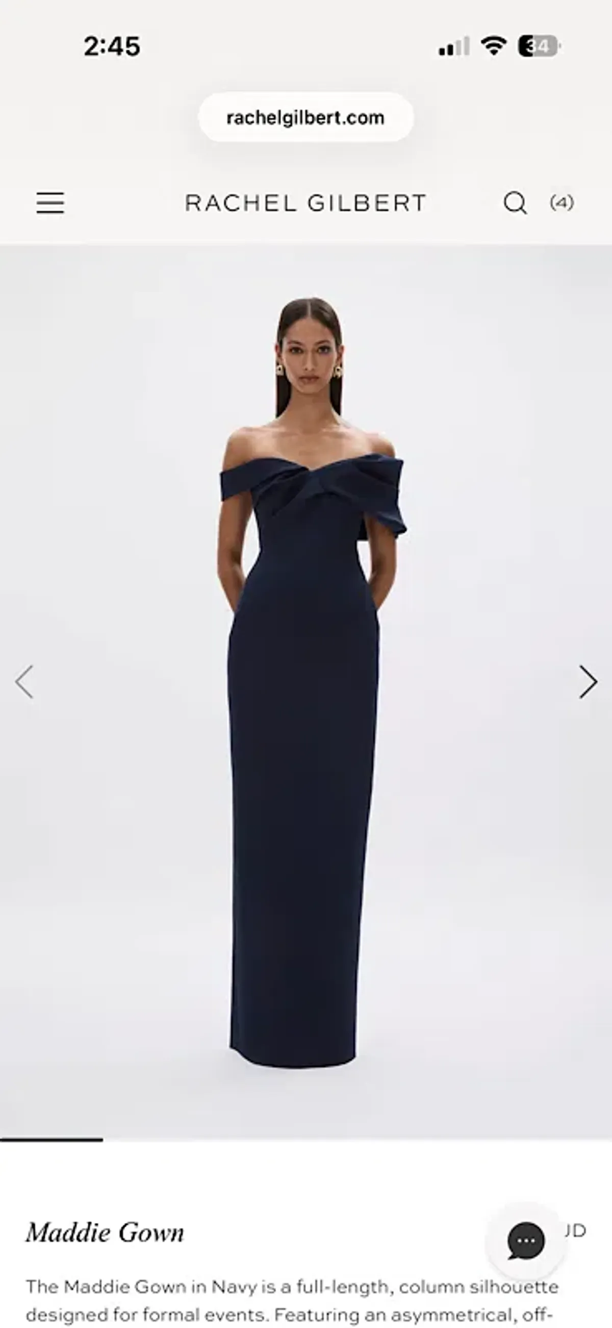 Rachel Gilbert Maddie Gown NAVY size 10 for rent on The Volte - main image