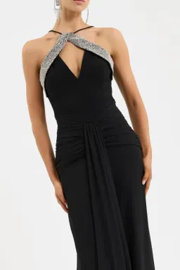 🖤 BRAND NEW REBECCA VALLANCE Astros Gown - Size 8 AU - Black Embellished Maxi Dress 🖤 for rent on The Volte - image 11