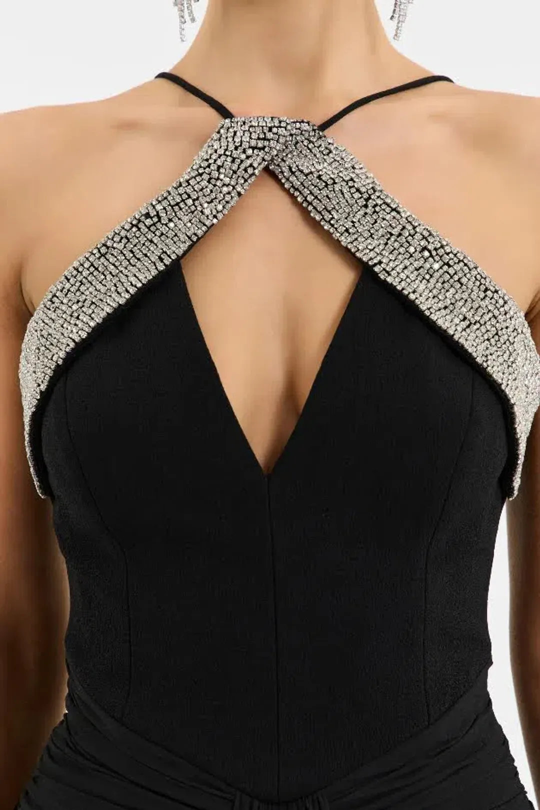 🖤 BRAND NEW REBECCA VALLANCE Astros Gown - Size 8 AU - Black Embellished Maxi Dress 🖤 for rent on The Volte - main image