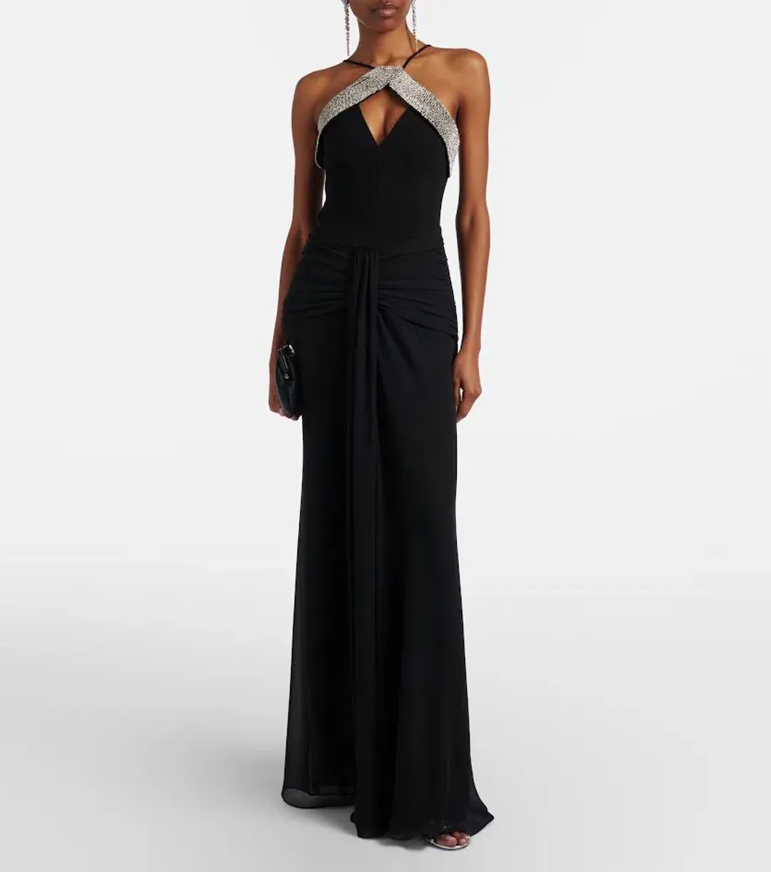 🖤 BRAND NEW REBECCA VALLANCE Astros Gown - Size 8 AU - Black Embellished Maxi Dress 🖤 for rent on The Volte - main image
