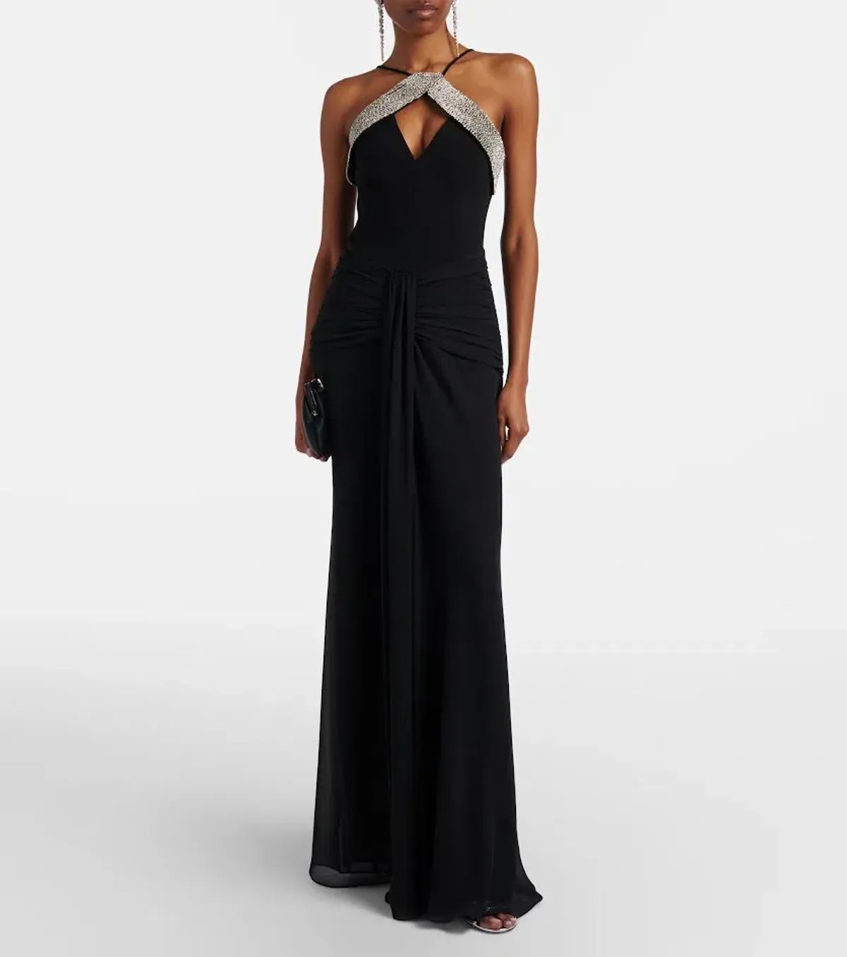 🖤 BRAND NEW REBECCA VALLANCE Astros Gown - Size 8 AU - Black Embellished Maxi Dress 🖤 - Image 3