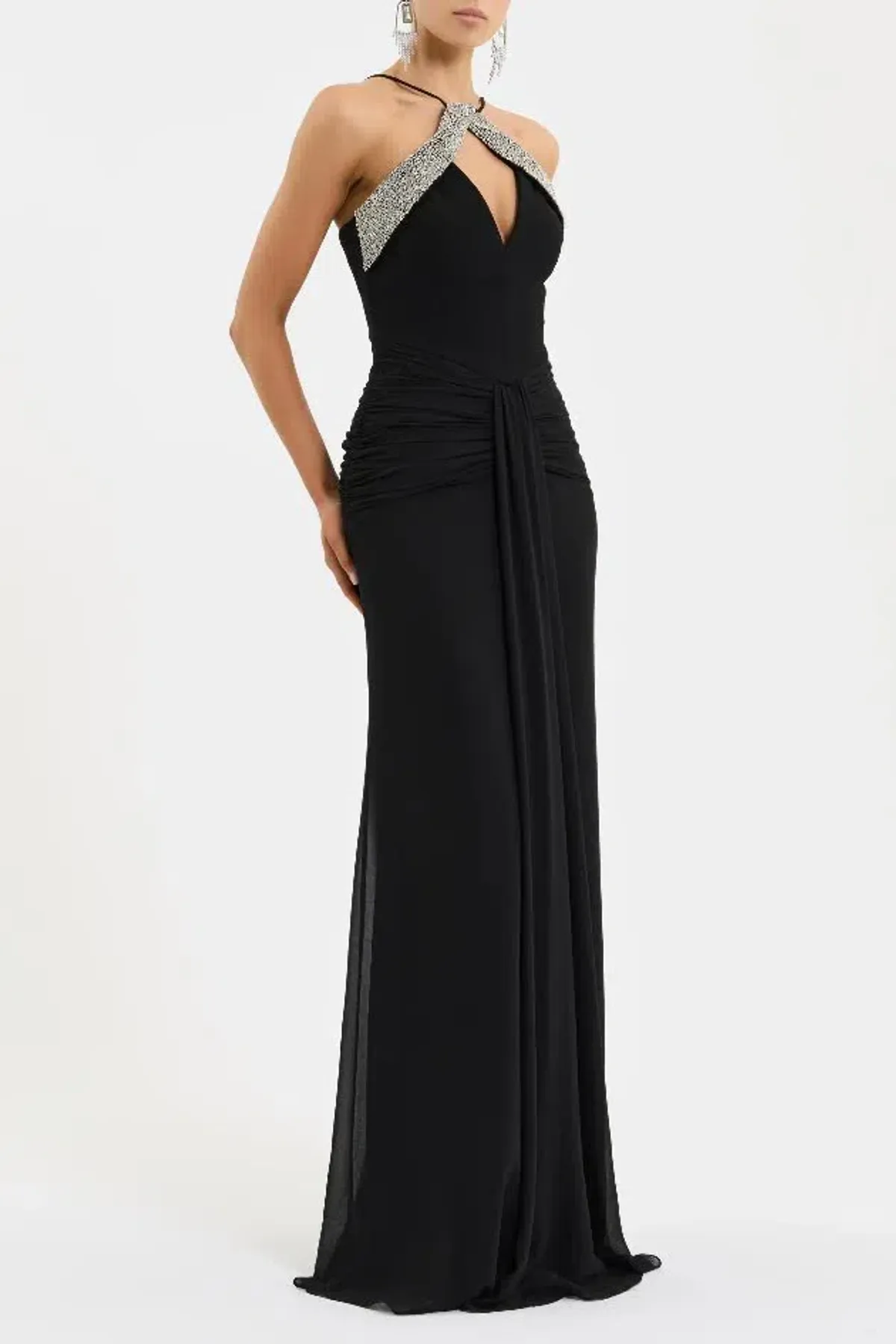 🖤 BRAND NEW REBECCA VALLANCE Astros Gown - Size 8 AU - Black Embellished Maxi Dress 🖤 - Image 8