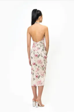 Zhivago Dress | Size AU 10 Midi Springtime Rose Blush Halter for rent on The Volte - image 2