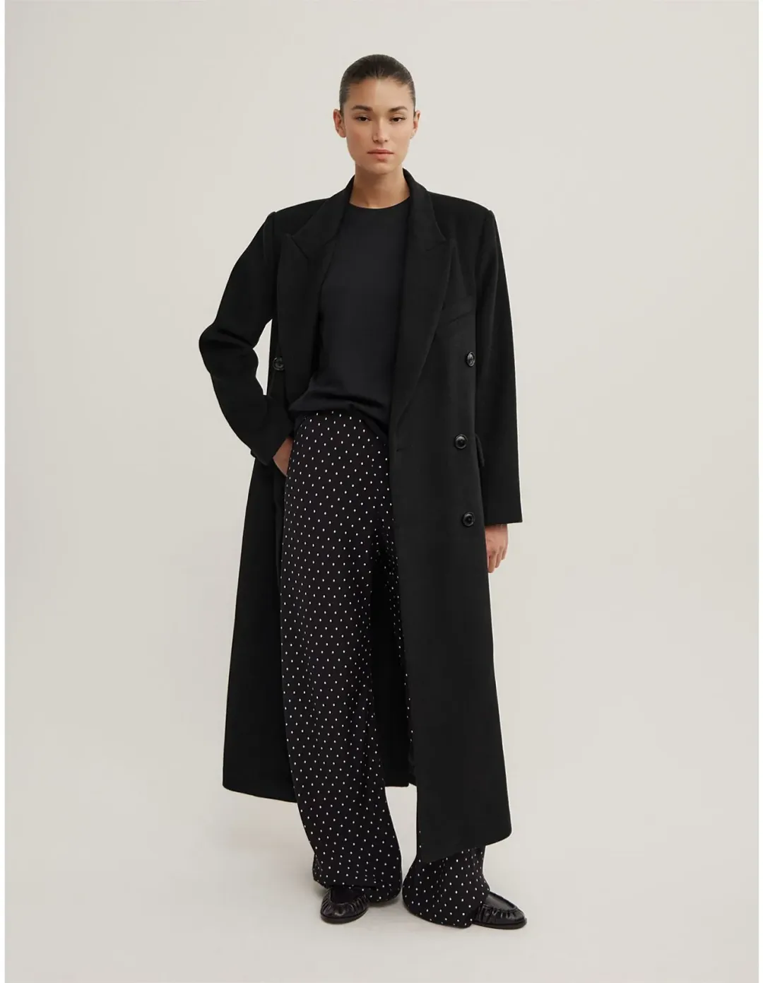 Witchery Bias Twill Pants Black Polka Dot Size 10 for rent on The Volte - main image