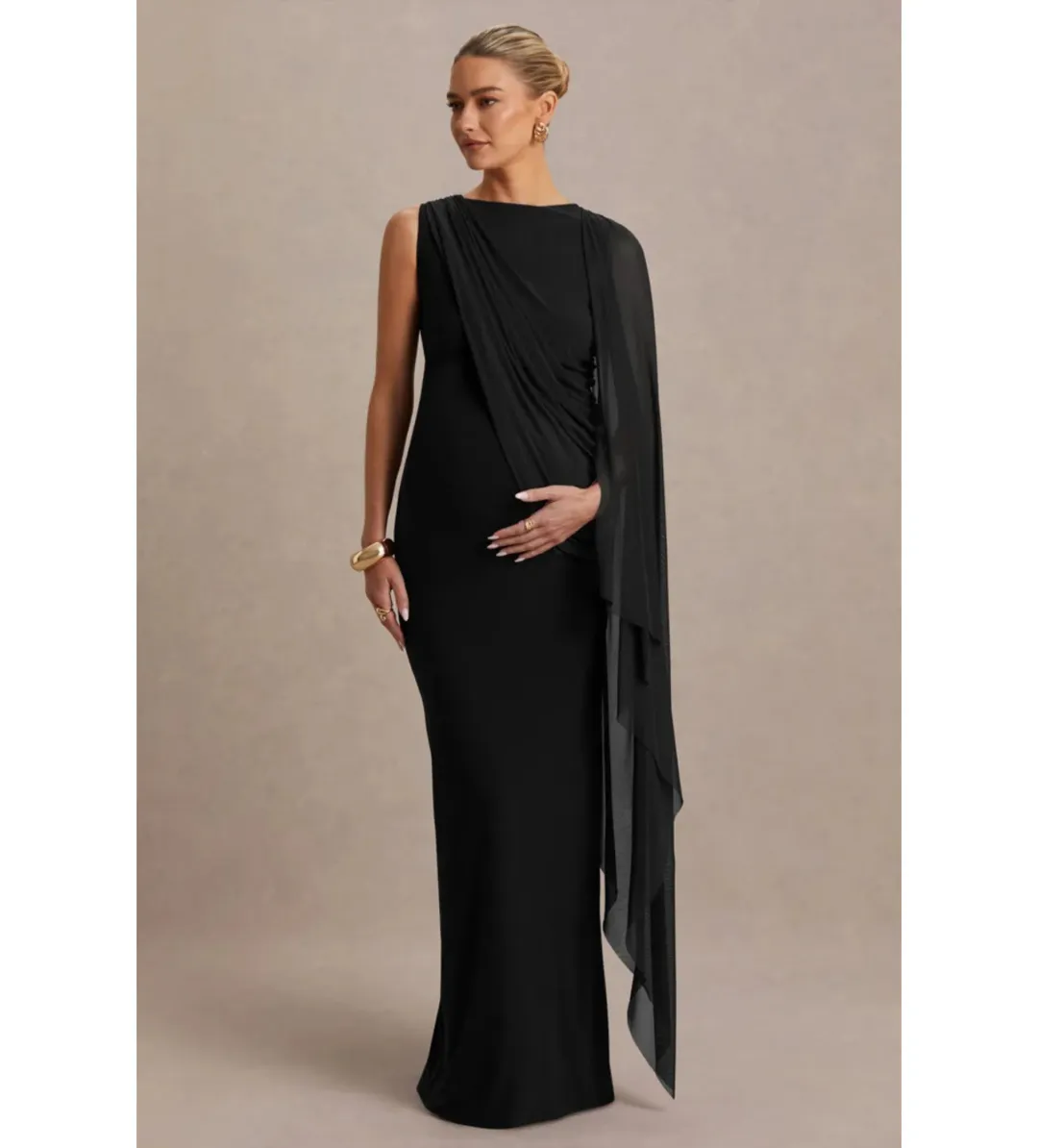 Club L London Cristina High Neck Maxi Gown Black Size 10 for rent on The Volte - main image