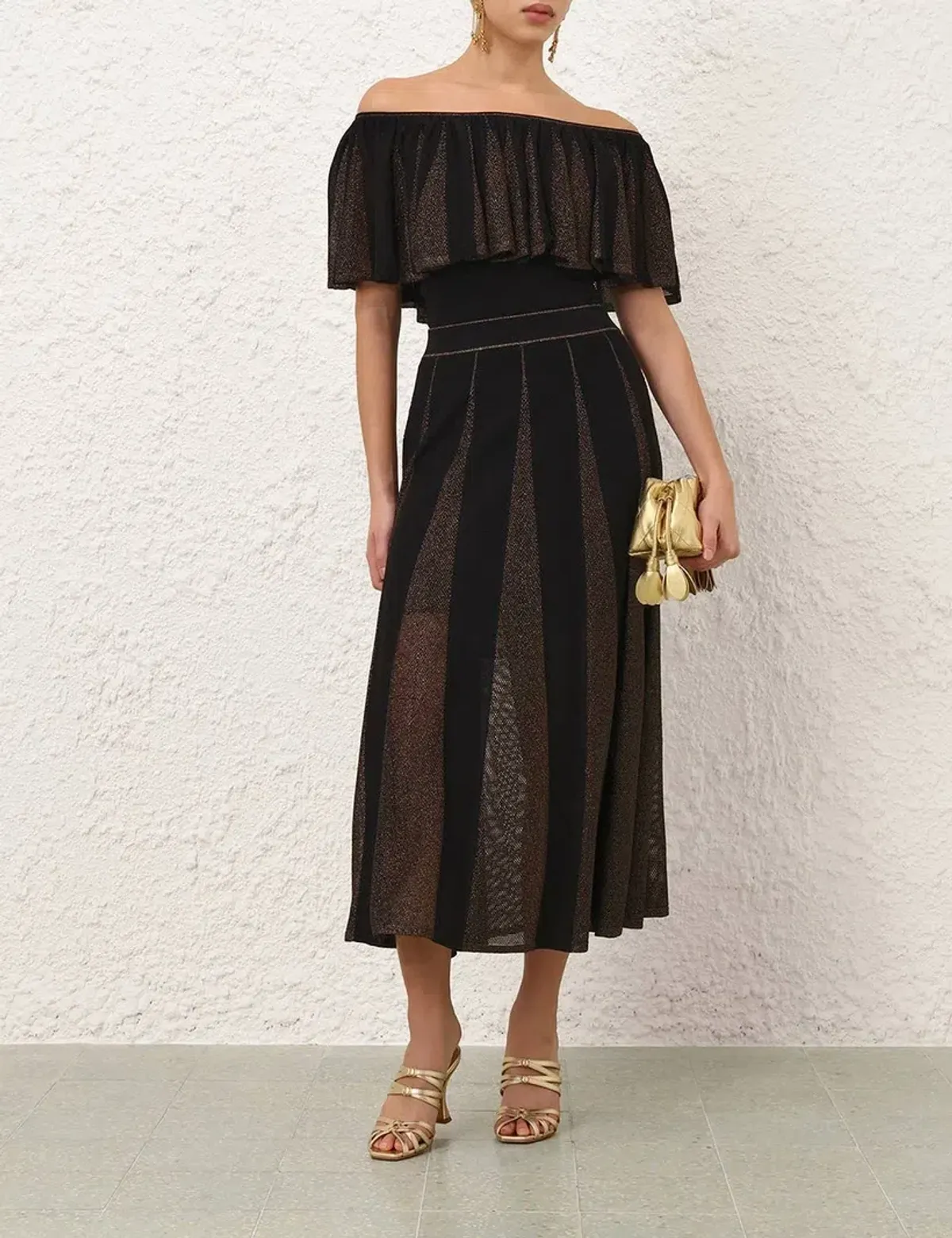 Zimmermann Valiant Metallic Frill Top and Midi Skirt -size 1 - Image 4