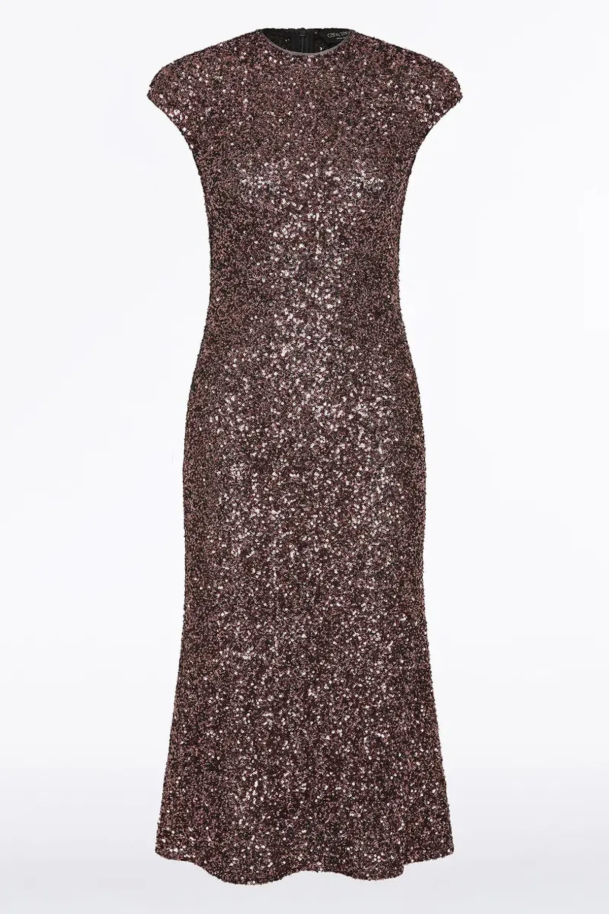 🤎 CARLA ZAMPATTI Copper Sequin Fluted Midi Dress – Copper Brown – Size AU 8 Formal 🤎 - Image 4