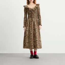 DAMSON MADDER HARPER SHIRRED MIDI DRESS In Leopard for rent on The Volte - image 5