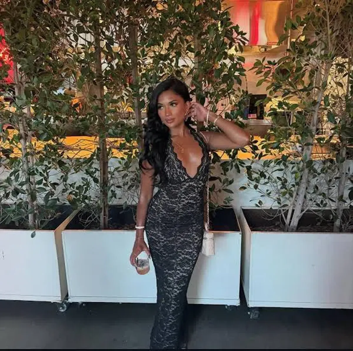 White Fox Destiny Lace Maxi Dress Black - Image 1