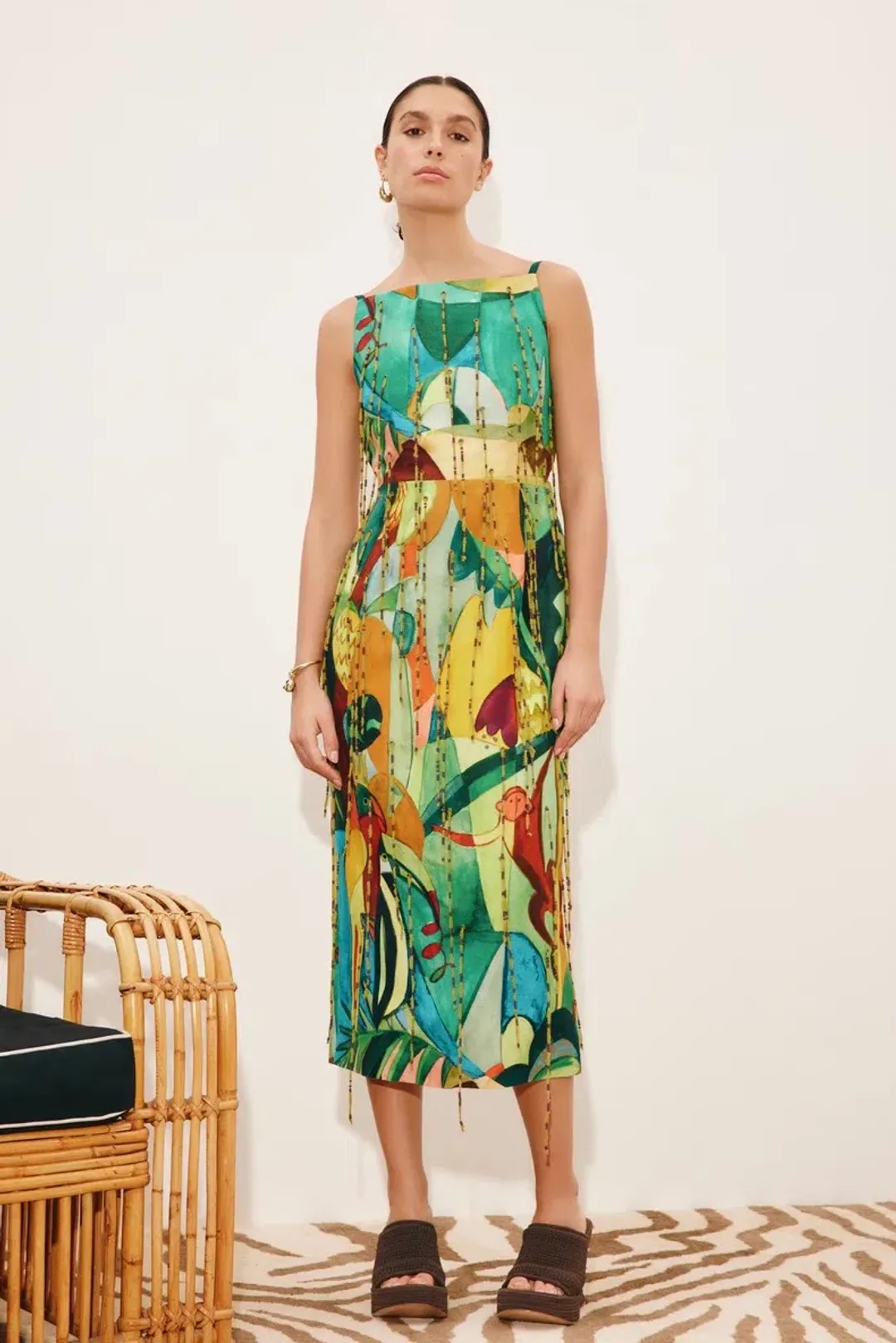 Alemais Mokshini Beaded Fringe Midi Dress Size 8 for rent on The Volte - main image