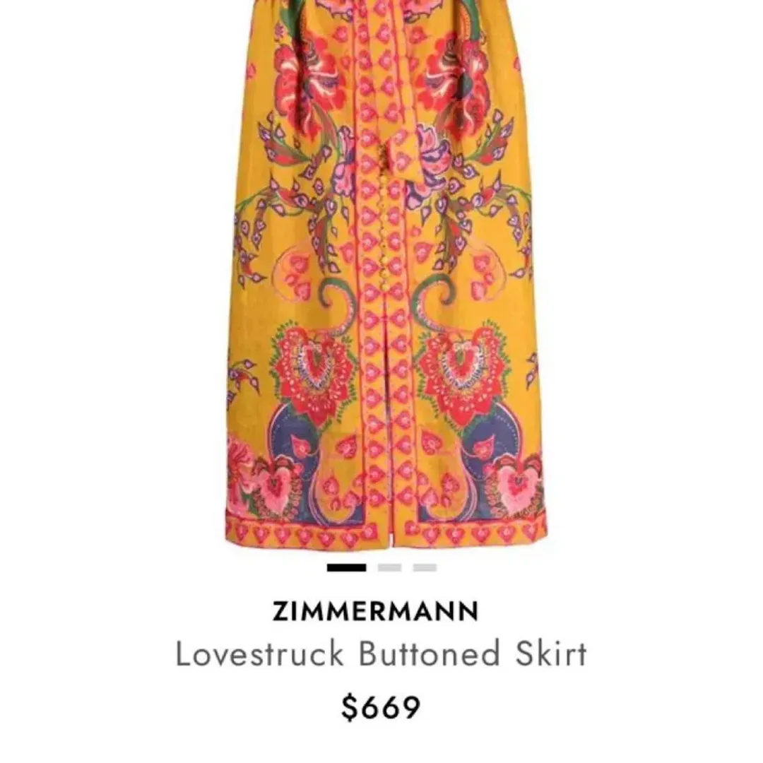 Zimmermann lovestruck buttoned skirt size 12 for rent on The Volte - main image