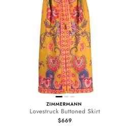 Zimmermann lovestruck buttoned skirt size 12 for rent on The Volte - image 2
