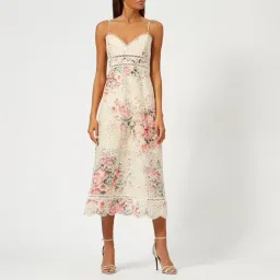 ZIMMERMANN Laelia Diamond Bralette Linen Midi Dress 0 Size 0 - 8 AU, Floral Lace outfit for rent on The Volte - image 1
