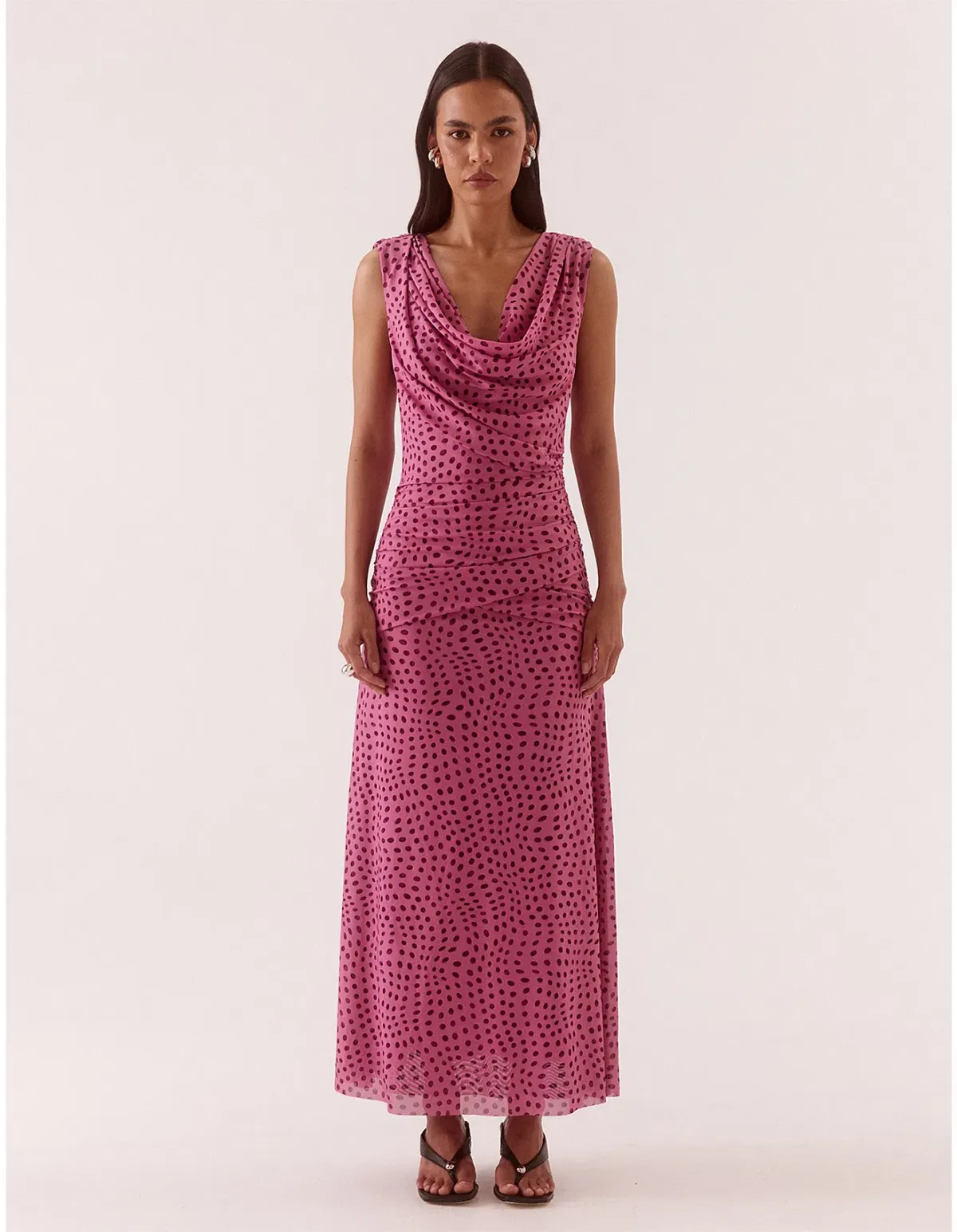 Sovere Zuri Mauve Spot Maxi Dress Print Size 6 for rent on The Volte - main image