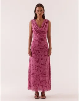 Sovere Zuri Mauve Spot Maxi Dress Print Size 6 for rent on The Volte - image 1