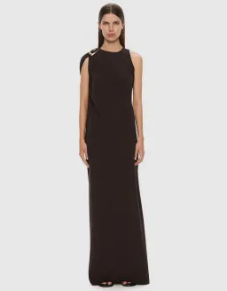 Christopher Esber STONE PIN COLUMN TEE MAXI DRESS ESPRESSO BROWN AU 6 for rent on The Volte - image 1