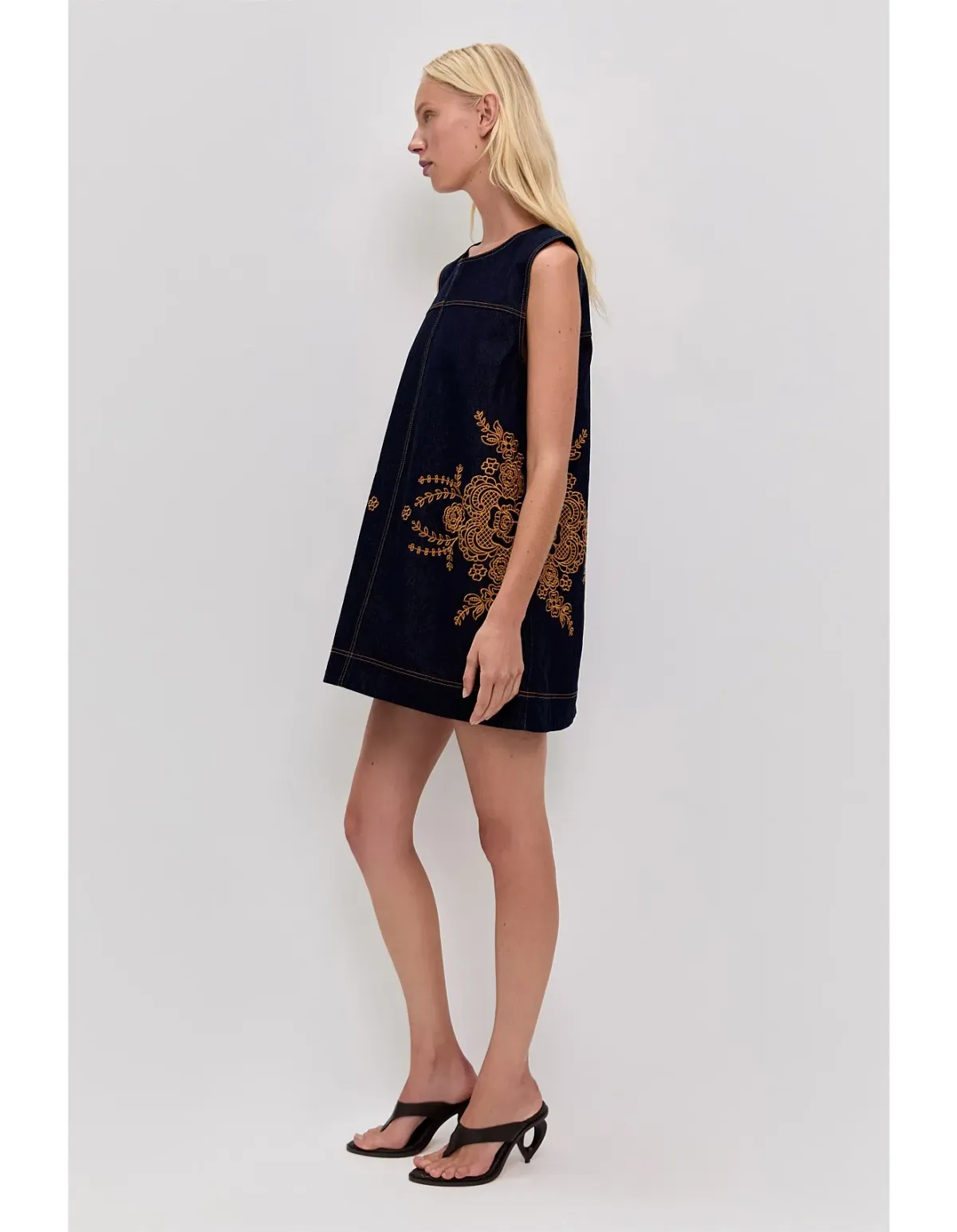 Aje Elora Denim Mini Dress Indigo Size 14 AU - Image 3