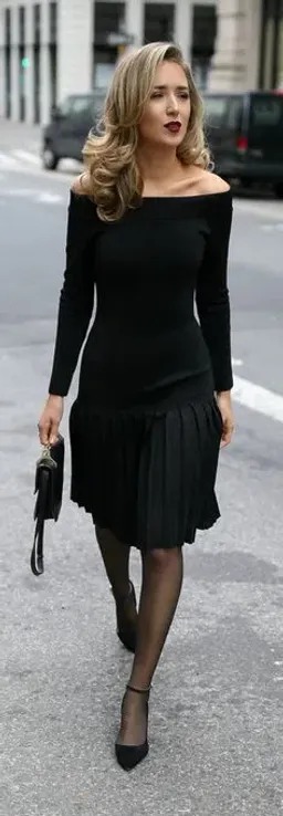 Rebecca Vallance off-shoulder pleated knit sparkle black dress | Size AU 10 for rent on The Volte - image 5