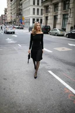 Rebecca Vallance off-shoulder pleated knit sparkle black dress | Size AU 10 for rent on The Volte - image 2