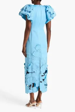 Leo Lin Lucinda Puff-Sleeve Appliqué Maxi Dress Blue Size 14 for rent on The Volte - image 2
