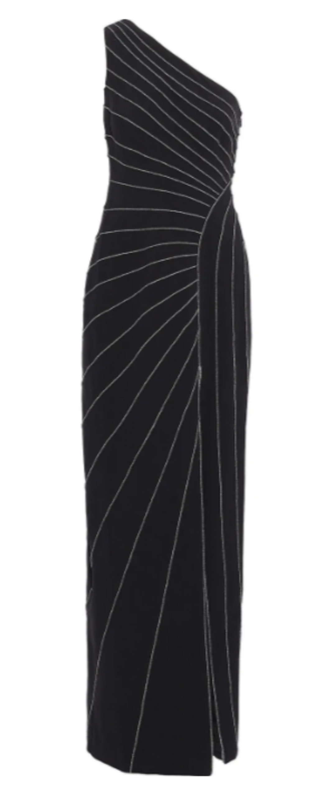 Halston Heritage One-Shoulder Metallic-Trimmed Crepe Gown Size 10 for rent on The Volte - main image