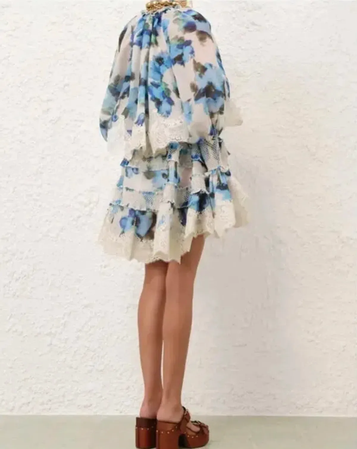 Zimmermann Alchemy Shirred Mini Dress Blue Poppy Size AU 8 (0) - Image 4