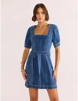 Minkpink Ellis Denim Panel Mini Dress Size XS / 6 for rent on The Volte - image 1