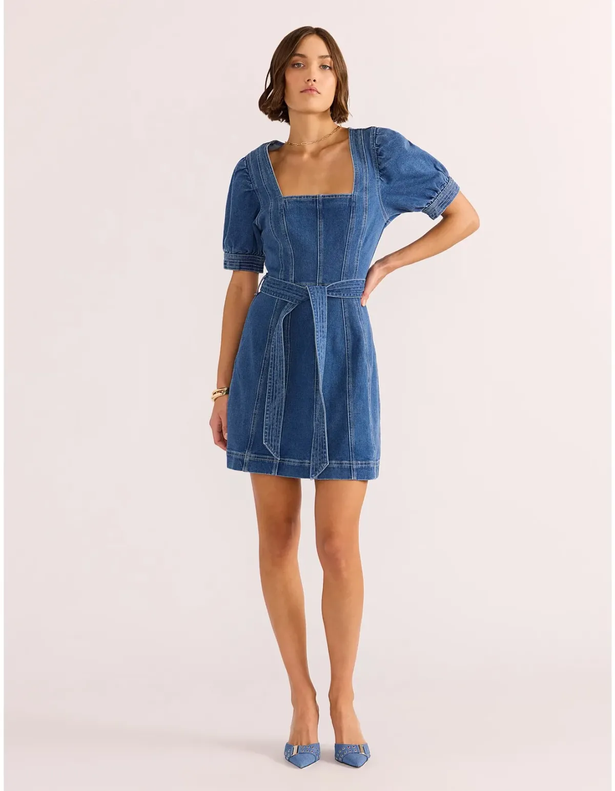 Minkpink Ellis Denim Panel Mini Dress Size XS / 6 - Image 2