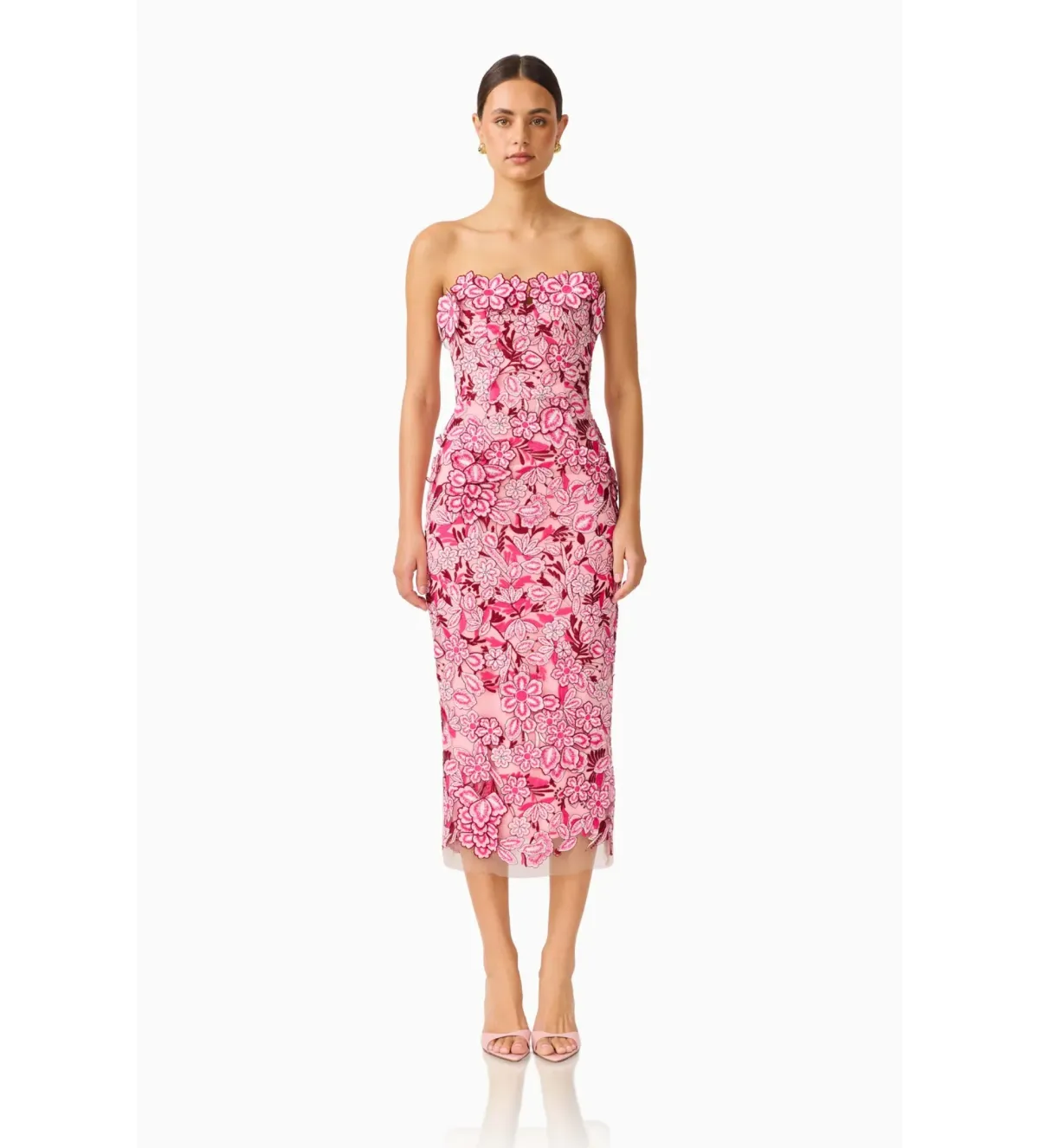 Elliatt Roseate Strapless Midi Dress in Pink Size AU 10 for rent on The Volte - main image