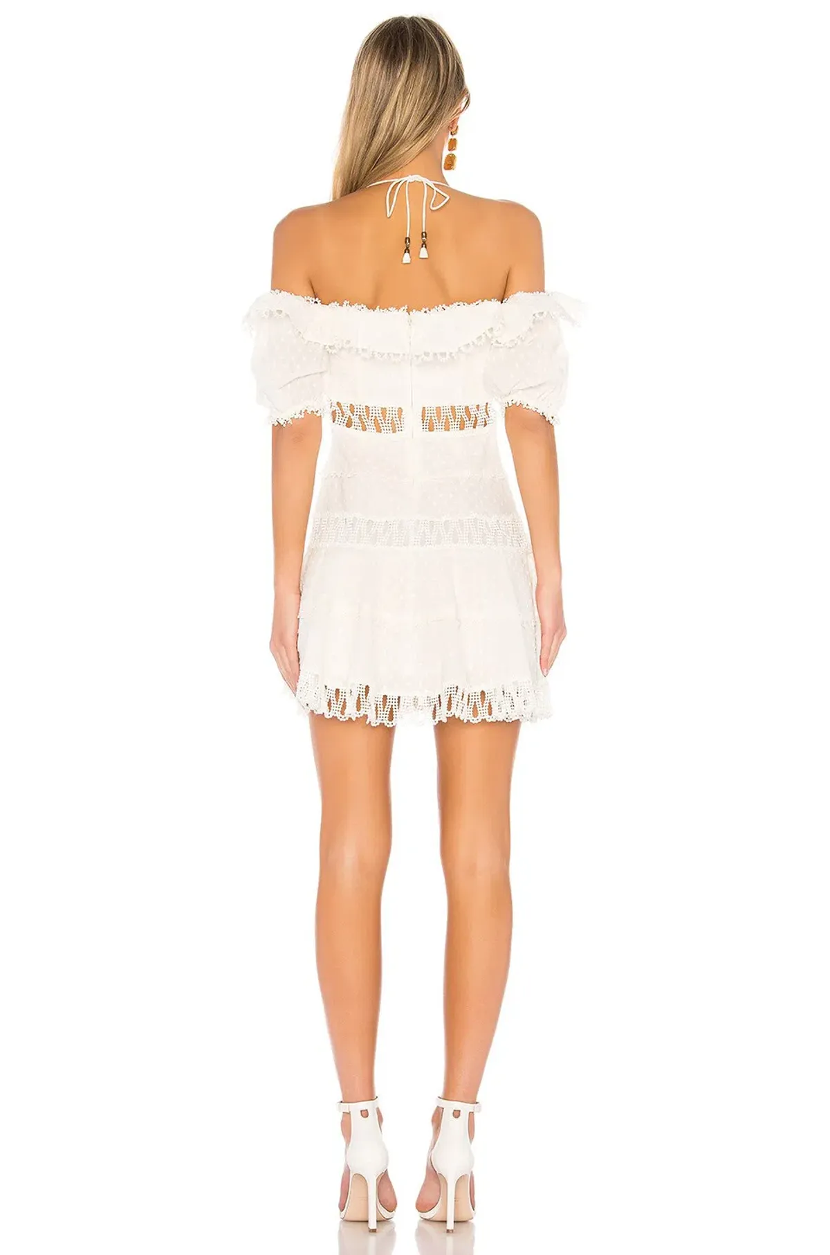 Zimmermann Melody Off Shoulder Mini Dress Ivory Size 8 - Image 3