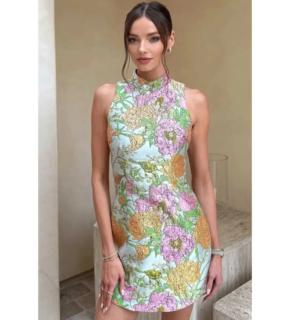 Elliatt Sunbeam Mini Dress In Green Floral Size S/AU 8 - Image 2