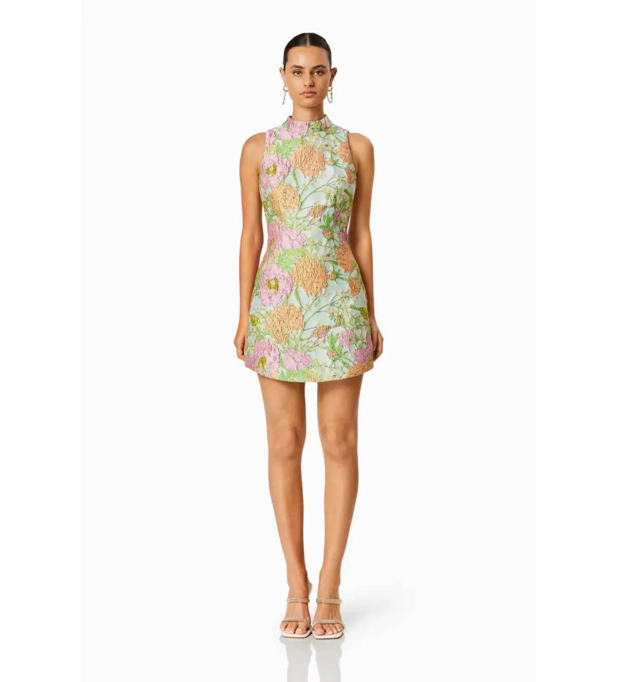 Elliatt Sunbeam Mini Dress In Green Floral Size M/AU 10 - Image 1