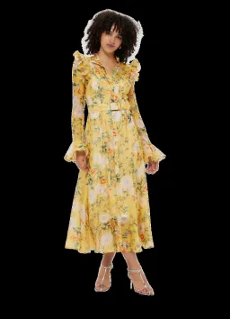 LEO LIN KATRINA BUTTERFLY SLEEVE MIDI DRESS for rent on The Volte - image 1