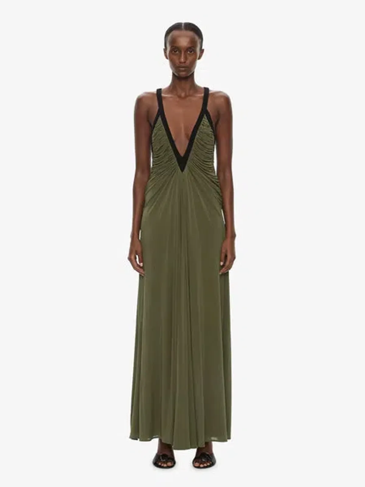 Christopher Esber Suspended Jersey Outline Maxi Dress Gown Green Size AU 6 - Image 1