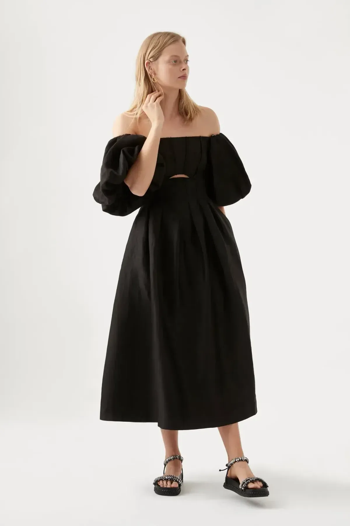 AJE EUGENIE OFF SHOULDER MIDI DRESS SIZE 12 - Image 1