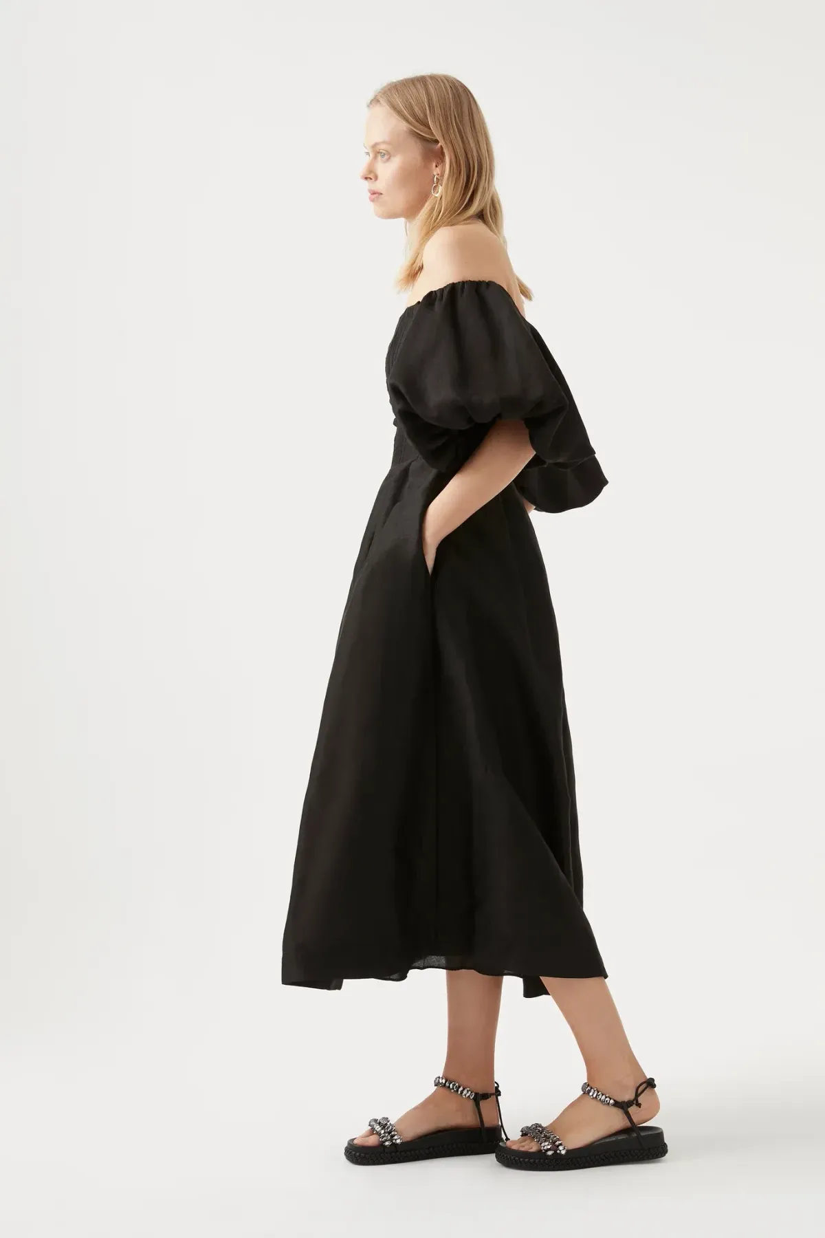 AJE EUGENIE OFF SHOULDER MIDI DRESS SIZE 12 - Image 3