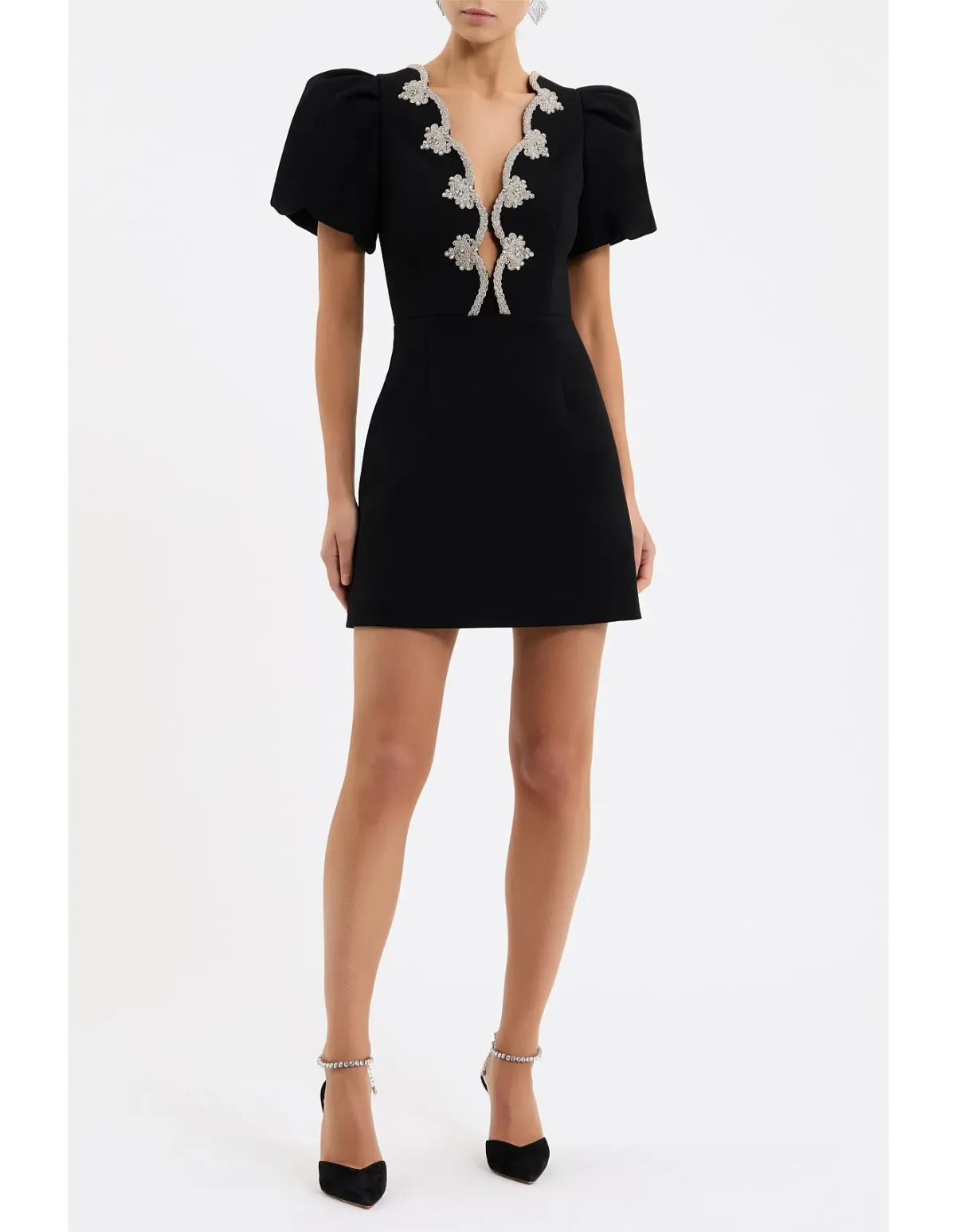 Rebecca Vallance Harlynn Puff Sleeve Mini - Black, size: 4 for rent on The Volte - main image