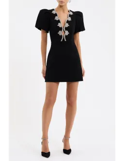 Rebecca Vallance Harlynn Puff Sleeve Mini - Black, size: 4 for rent on The Volte - image 1