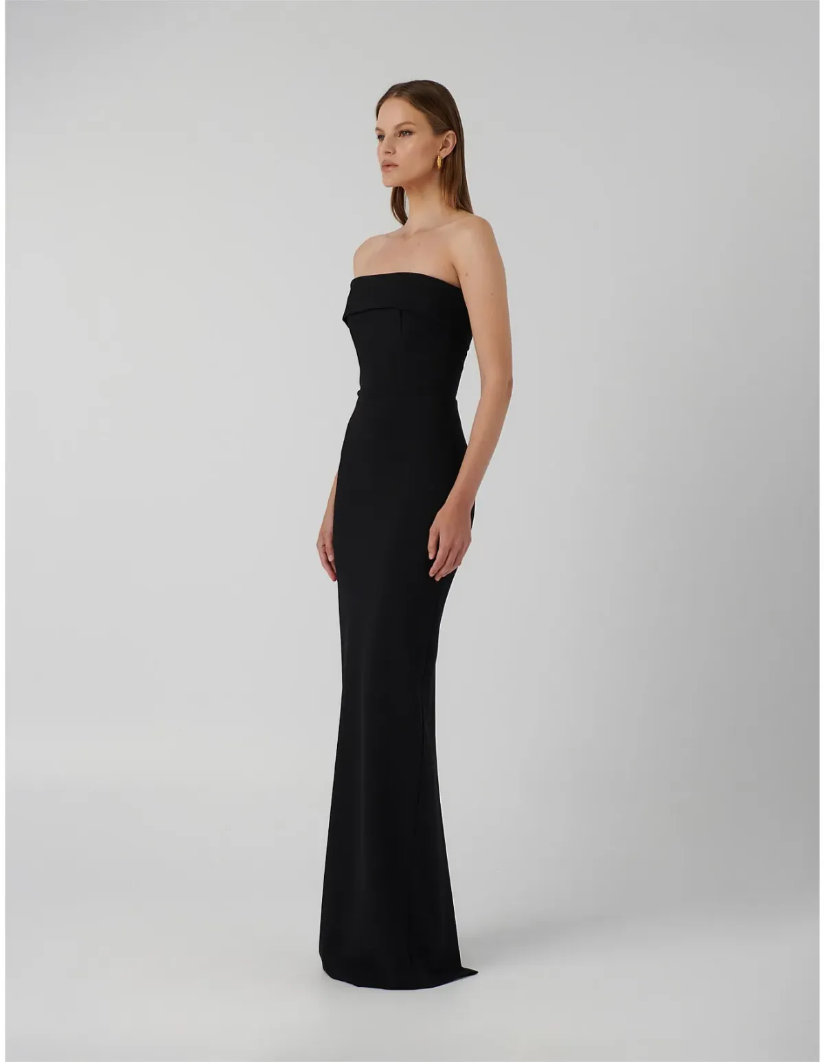 Effie Kats Monroe Strapless Crepe Column Gown Size 8 AU Black - Image 2