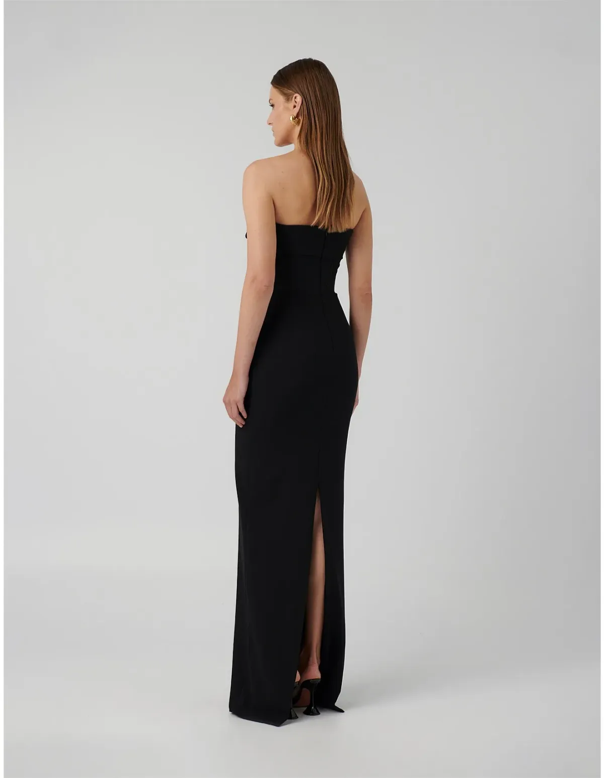 Effie Kats Monroe Strapless Crepe Column Gown Size 8 AU Black - Image 3