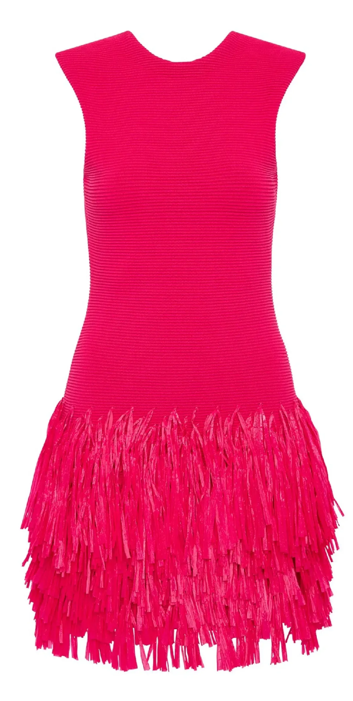 Aje Rushes Raffia Knit Mini Dress – Deep Fuchsia – Size M - Image 3