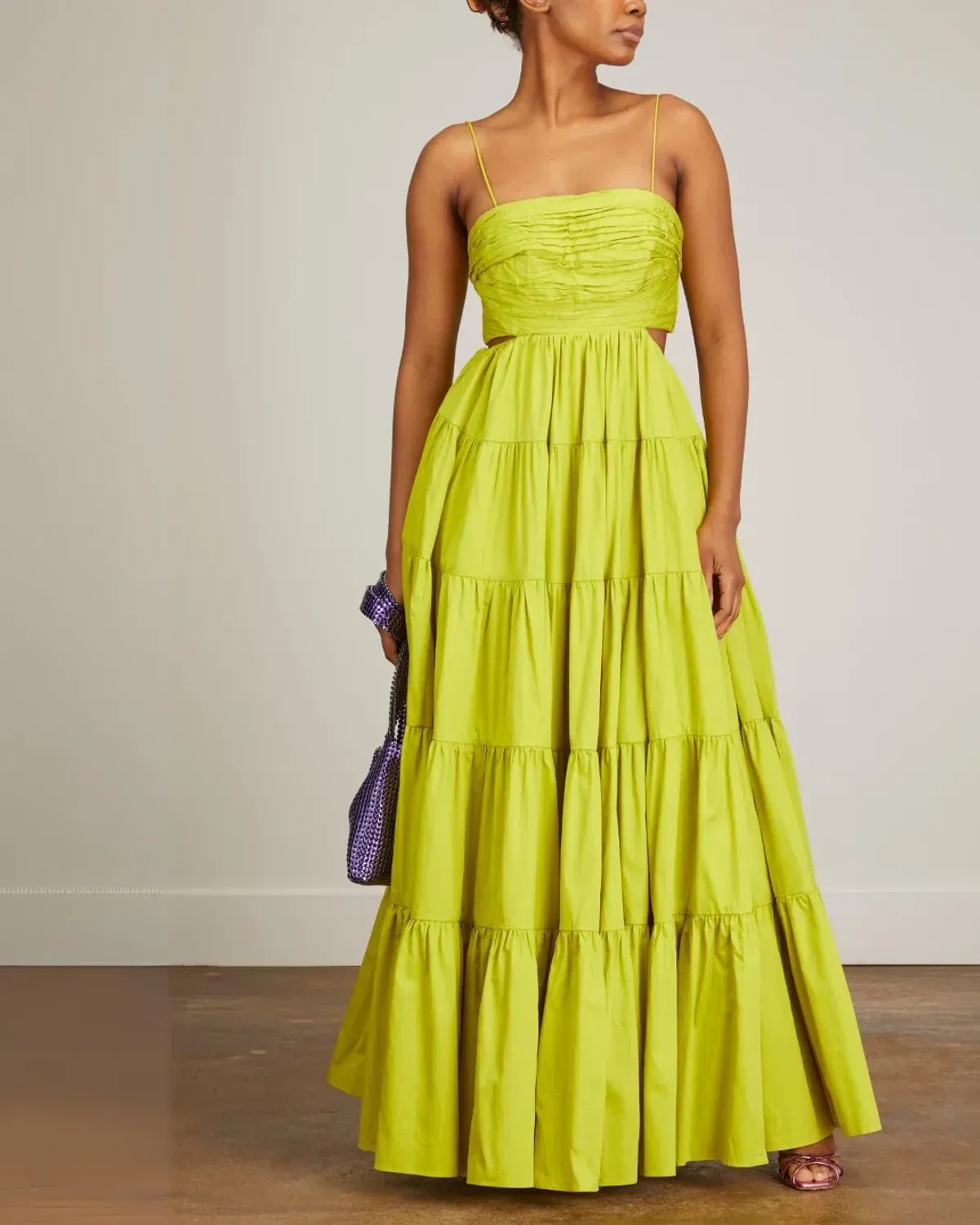Aje Satare Maxi Dress in Chartreuse Green - Image 2