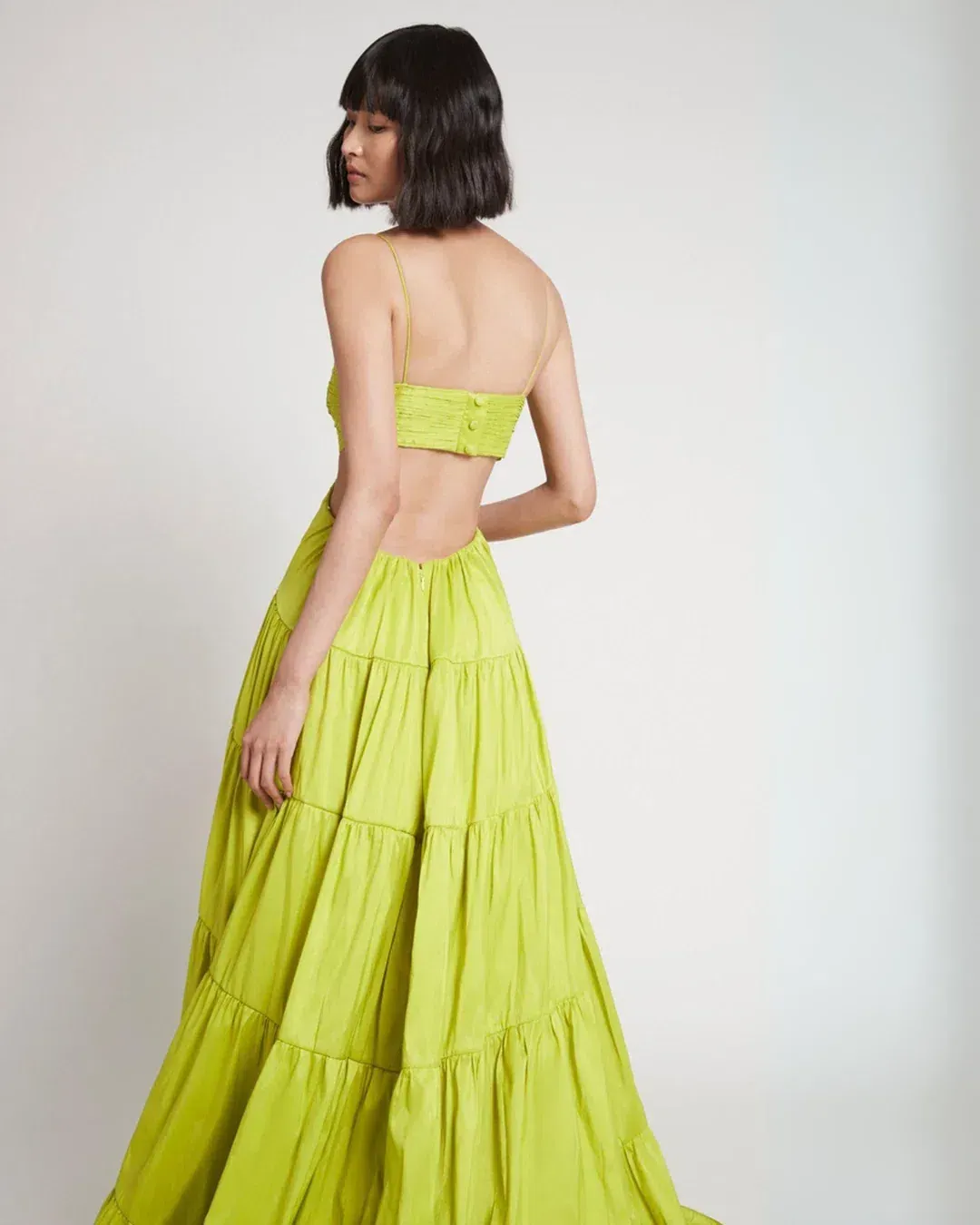 Aje Satare Maxi Dress in Chartreuse Green for rent on The Volte - main image