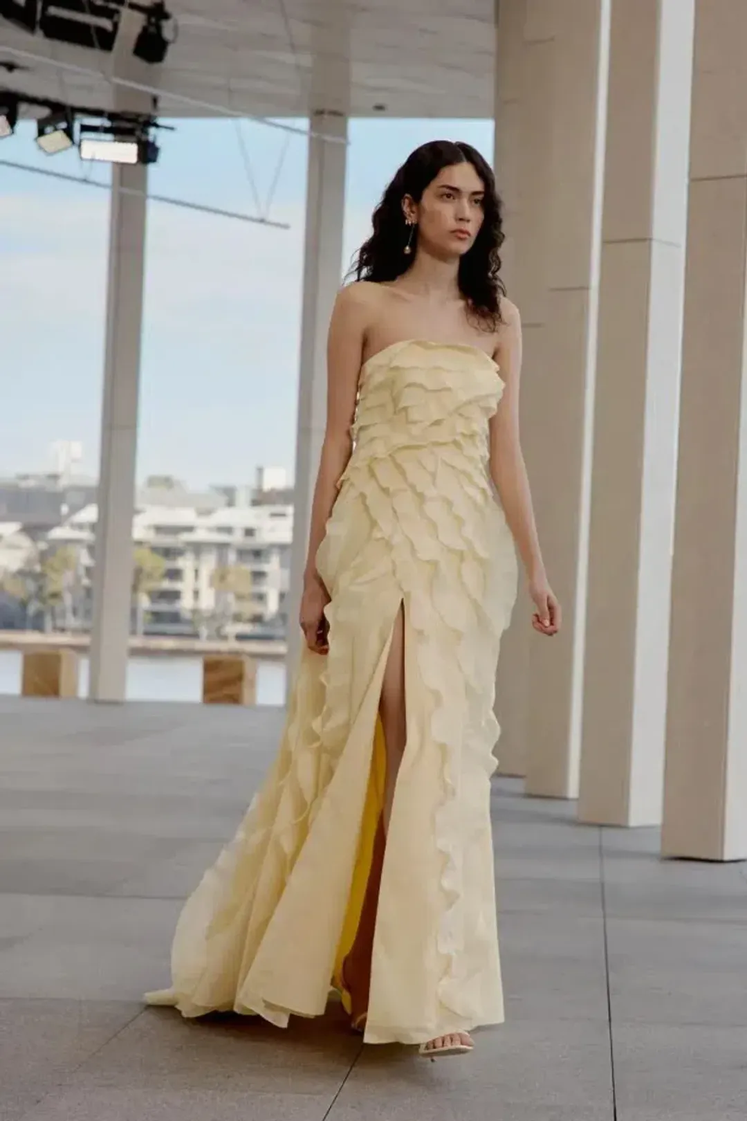 💛 Aje ALLAIRIE GOWN in Butter Yellow - Size 12 AU 💛 Ruffled Tiered Maxi Dress 💛 for rent on The Volte - main image