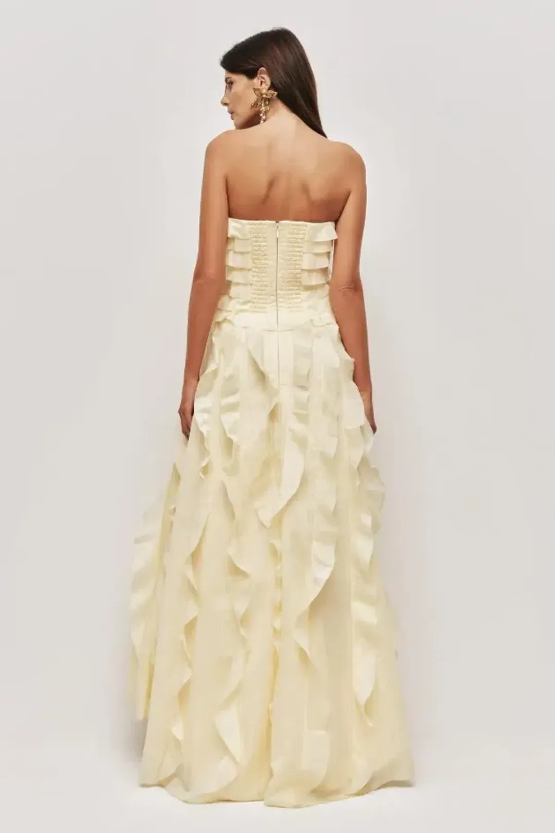 💛 Aje ALLAIRIE GOWN in Butter Yellow - Size 12 AU 💛 Ruffled Tiered Maxi Dress 💛 for rent on The Volte - main image