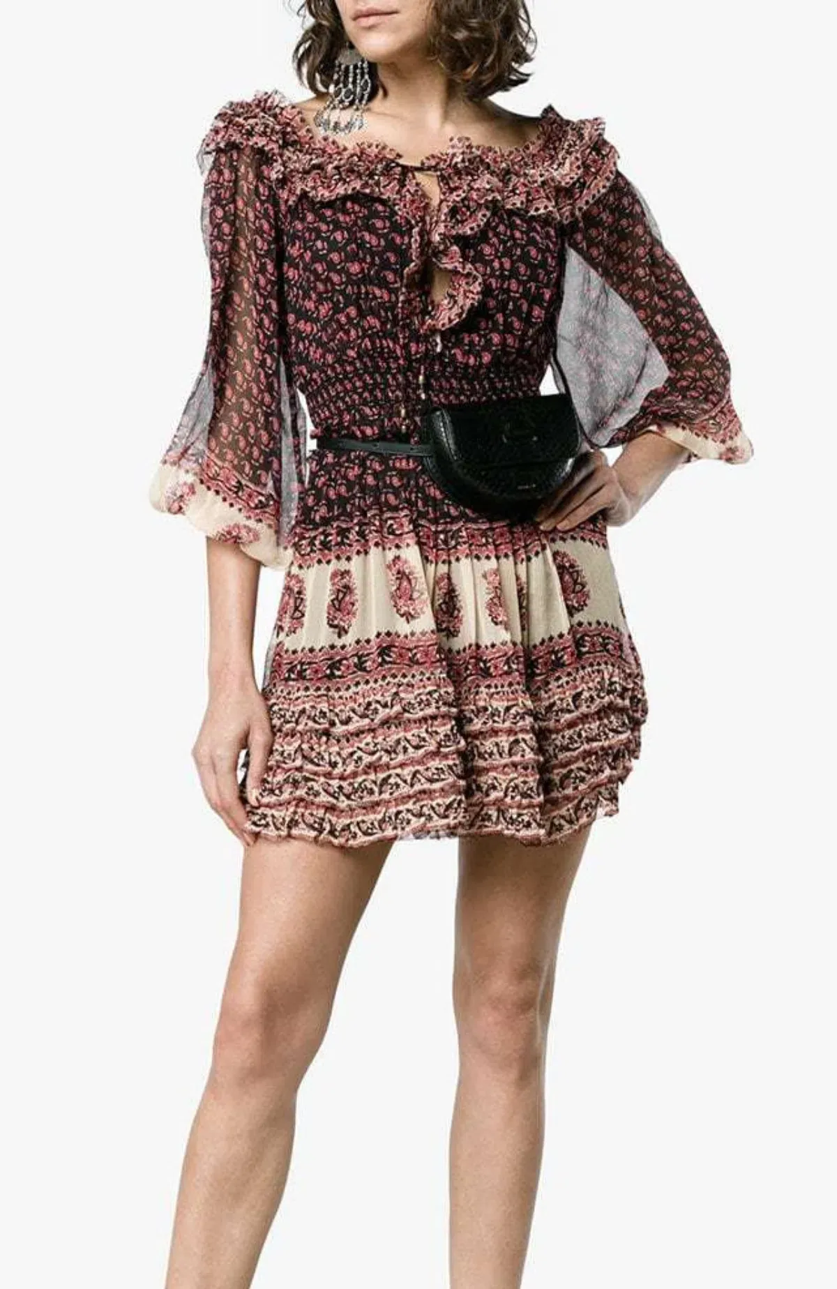 Zimmermann Jaya Stamp Frill Silk Mini Dress AU 8 / 0 - Image 1