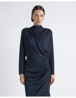 Cue Drape Midi Dress Size 6 AU Midnight for rent on The Volte - image 2