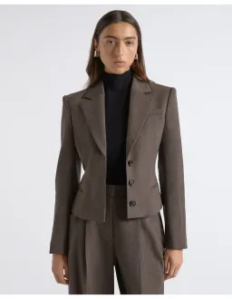 Cue Single Breasted Crop Blazer Brown Size 6 AU for rent on The Volte - image 1